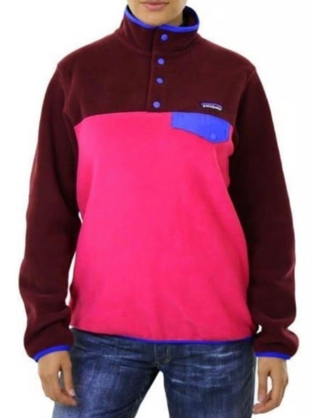 Patagonia Synchilla pink Snap-T Fleece Sweater Jacket women’s sz L